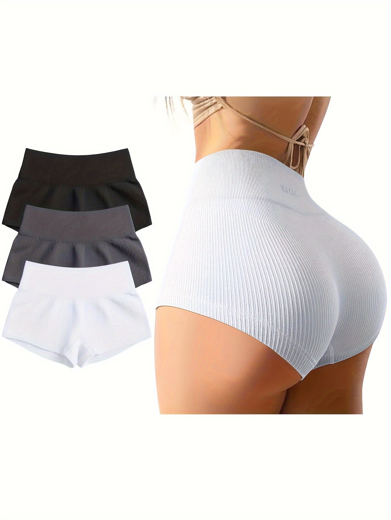 Pantalones cortos de yoga de 3 piezas para mujer de OQQ, pantalones cortos sexis de cintura alta con efecto elástico para hacer ejercicio y entrenar