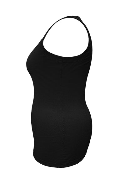 Plus Size Solid Crew Neck Sleeveless Vest Top - Soft Slight Stretch Polyester Fabric, Casual Pullover for Weekend, All Seasons - Oversized, No Belt, No Printing, No Sheer