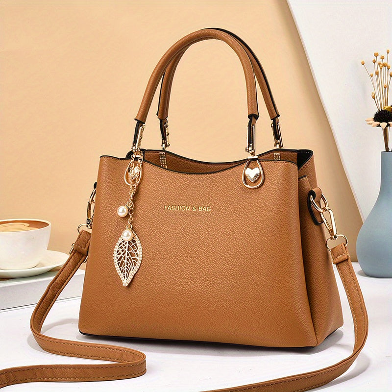 Elegant White Faux Leather Handbag for Women - Chic Fashion Shoulder Bag