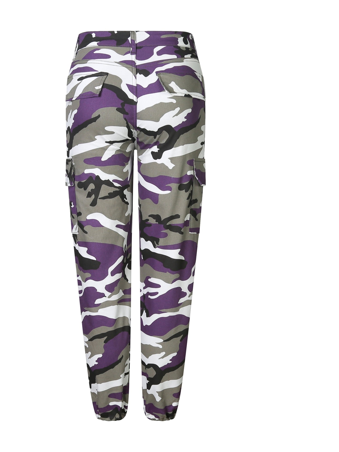 Length Mid-Waist Camo Cargo Pants - Zipper Fly