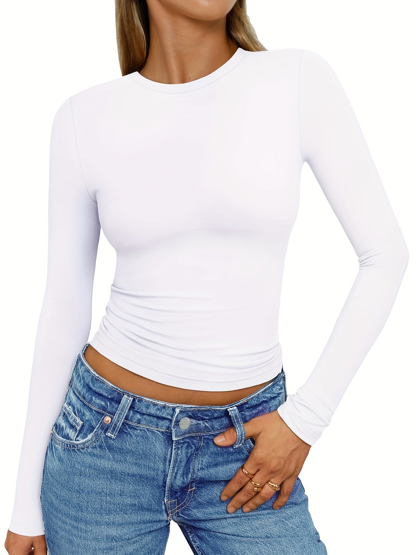 Women's Long Sleeve T Shirts Crew Neck Slim Fit Tops Sexy Basic Tee