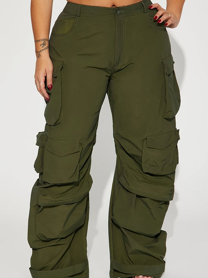 Pantalones cargo elegantes de talla grande con bolsillos con solapa