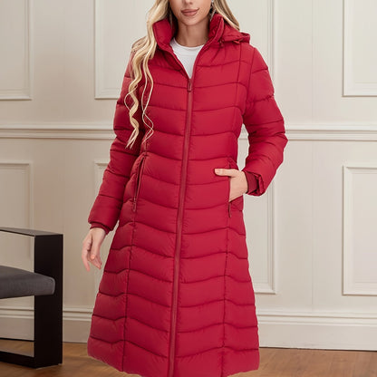 Women's Long Hooded Coat - Multi-Color, Quilted, Warm And Stylish, Available In Multiple Sizes