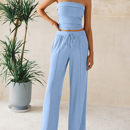 Women's Summer Two Piece Set Wide Leg Pants