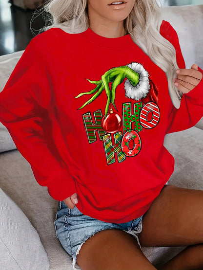 Cozy Women's Crew Neck Letter Print Sweatshirt for Fall & Spring, Casual Fashion Clothing