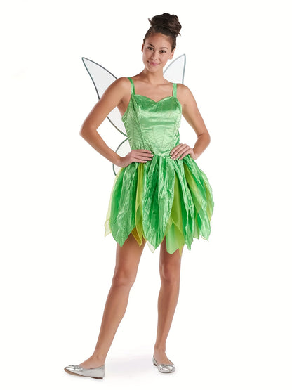 Conjunto de disfraz de hada elfa femenina para Halloween, minivestido sin mangas con alas de mariposa, disfraz de hada para cosplay