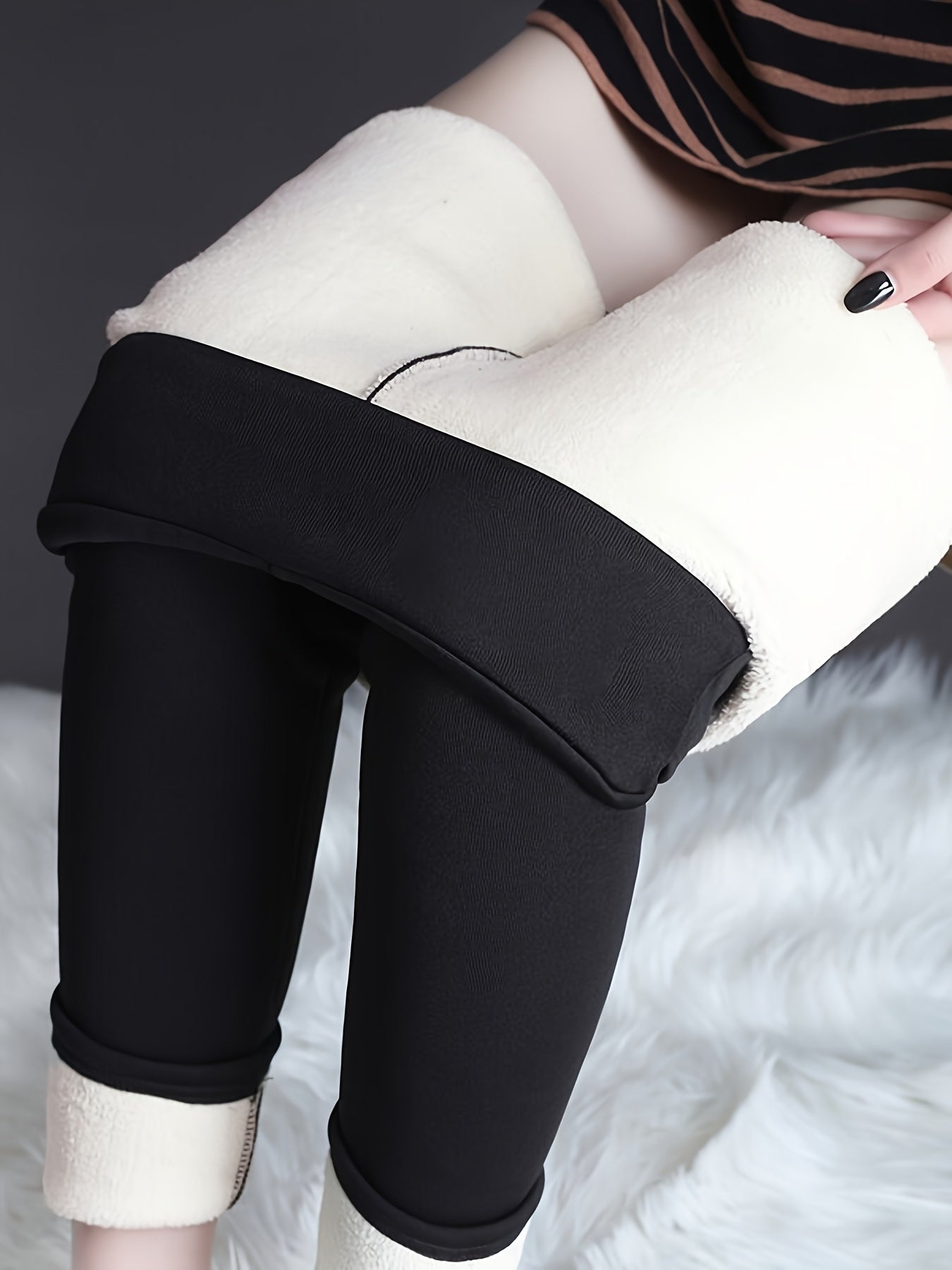 Leggings ultra suaves con forro de felpa para mujer de talla grande: cálidos, gruesos, de cintura alta, deportivos, con cinturilla elástica, cómodos, para uso en exteriores en invierno, de corte ajustado, ideales para actividades en climas fríos