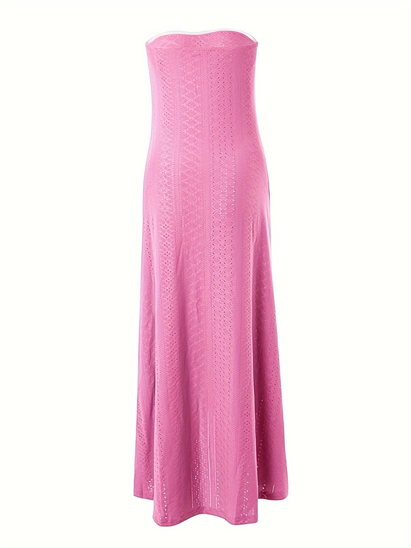 Vestido tubo cruzado bordado: delicado bordado con ojales, diseño fluido cruzado con abertura, elegante sin mangas y sin tirantes, estilo elegante, perfecto para primavera y verano, ropa de mujer