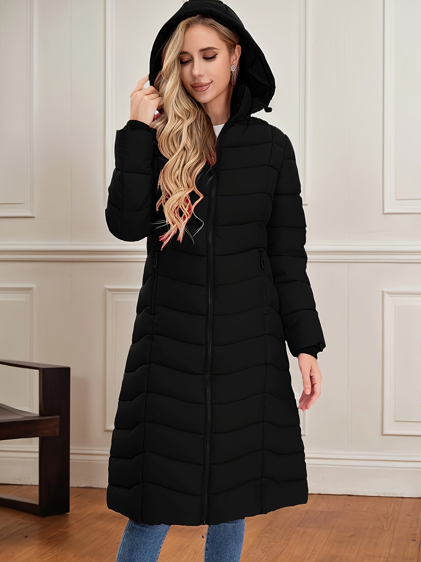 Women's Long Hooded Coat - Multi-Color, Quilted, Warm And Stylish, Available In Multiple Sizes