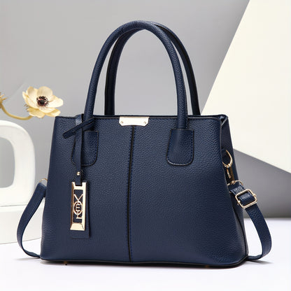 Elegant Faux Leather Tote Bag for Women, Large Capacity Shoulder & Crossbody Handbag