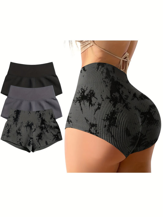 OQQ Women 3 Piece Yoga Shorts Sexy High Waist Booty Stretch Workout Exercise Hot Shorts