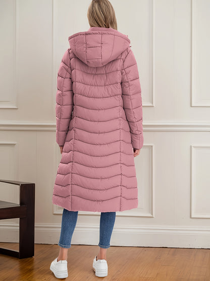 Women's Long Hooded Coat - Multi-Color, Quilted, Warm And Stylish, Available In Multiple Sizes