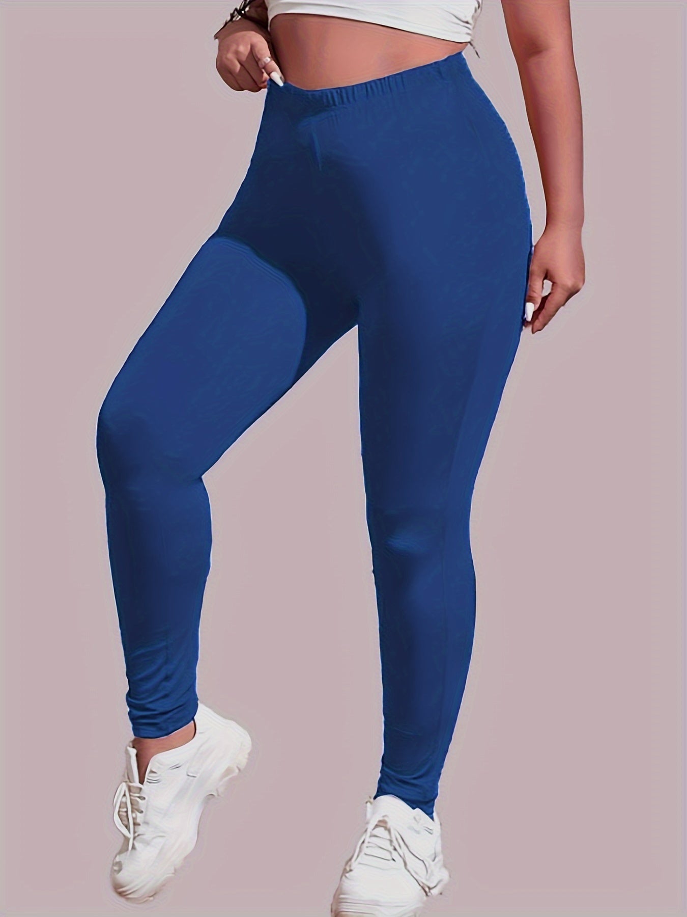 Leggings ajustados elásticos de talla grande: suaves, transpirables, cómodos, para uso diario: ropa informal para mujeres con curvas