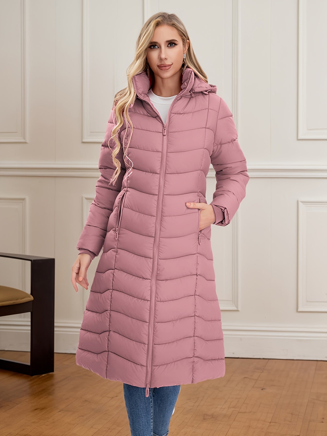 Women's Long Hooded Coat - Multi-Color, Quilted, Warm And Stylish, Available In Multiple Sizes