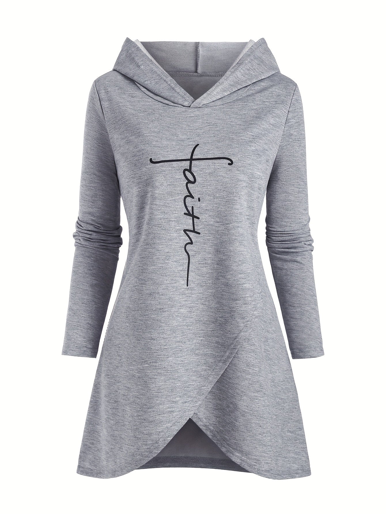 Womens Fashionable Letter Print Hoodie - Relaxed Fit, Adjustable Drawstring Hood, Soft Sweatshirt - Casual, Comfortable, Trendy Style for Everyday Wear