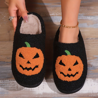 Cozy Halloween Cartoon Pumpkin House Slippers