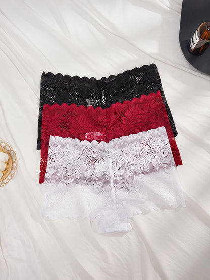 Floral Lace Panty Set - Sexy & Elegant 3-Piece - LuxyXO