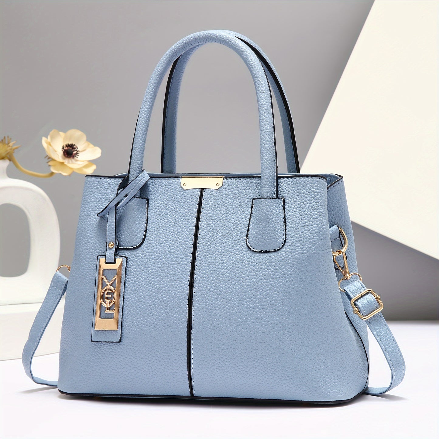 Elegant Faux Leather Tote Bag for Women, Large Capacity Shoulder & Crossbody Handbag