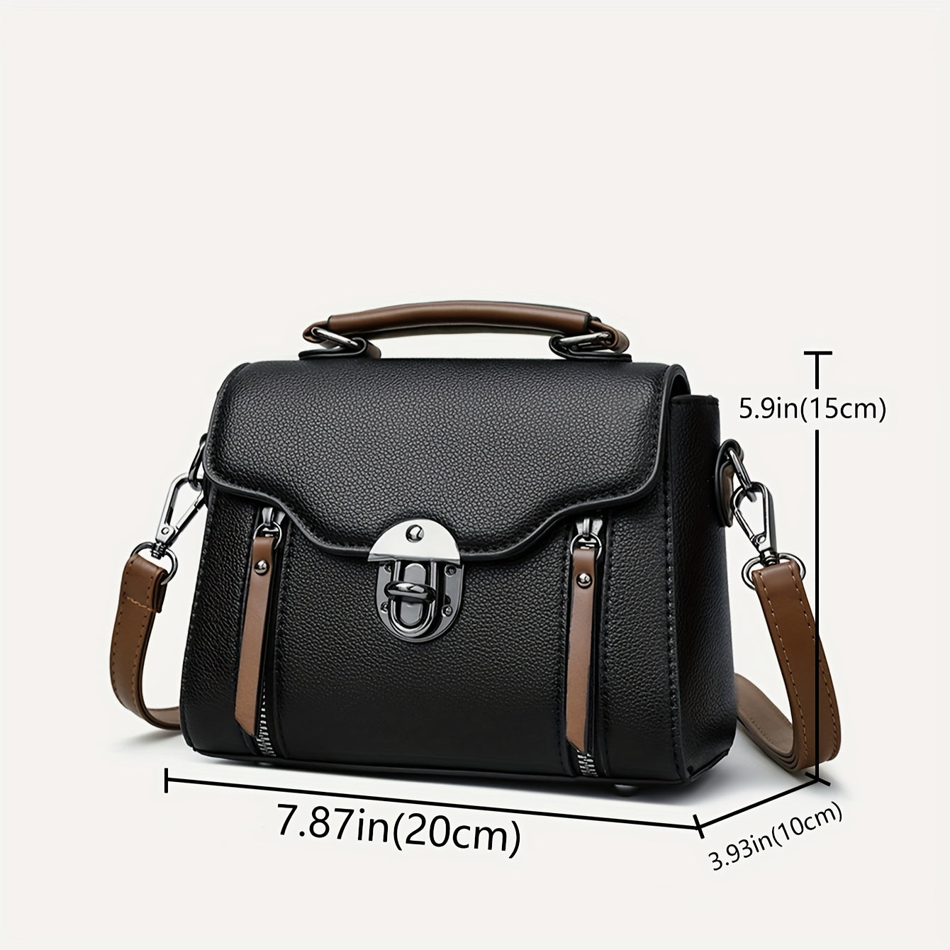 Retro Buckle Handbag For Women, Color Contrast Crossbody Bag,