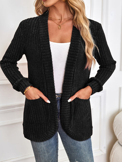 Womens Soft Knit Open Front Cardigan with Pockets