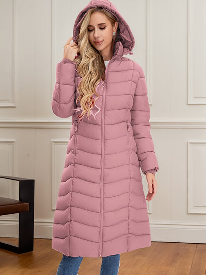 Women's Long Hooded Coat - Multi-Color, Quilted, Warm And Stylish, Available In Multiple Sizes