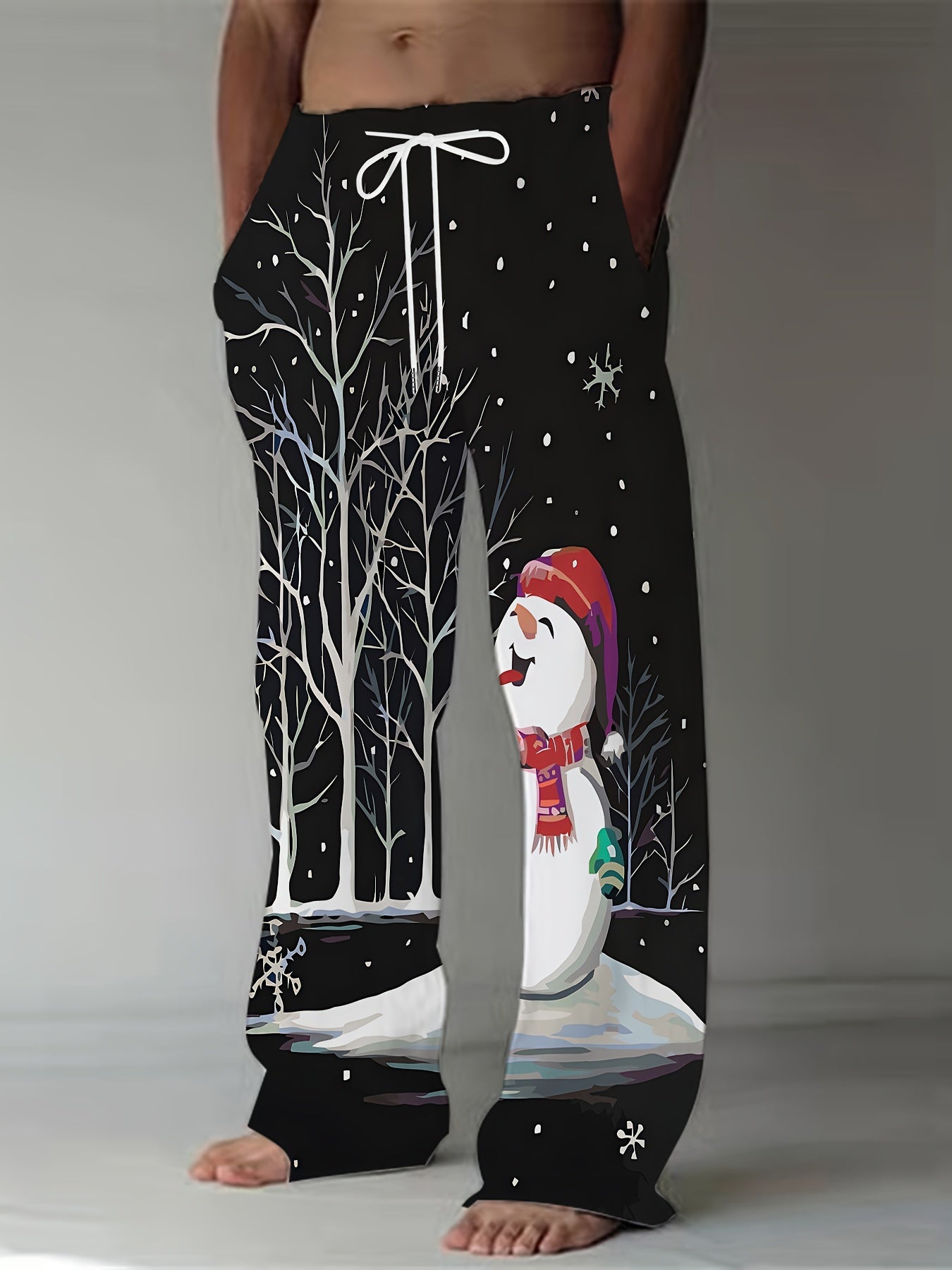 Christmas 3D Printed Straight Trousers Men's All-match Casual Pants Loose Retro Drape Pants Sports Pants