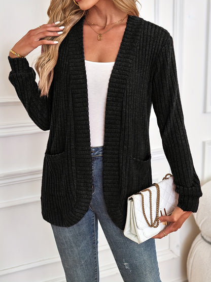 Womens Soft Knit Open Front Cardigan with Pockets