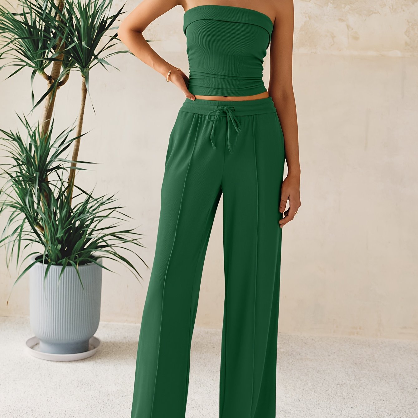 Women's Summer Two Piece Set Wide Leg Pants