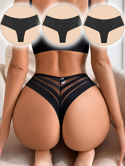 Ultra-Soft Mesh Thongs - Seamless Comfort for Women 3pcs - LuxyXO