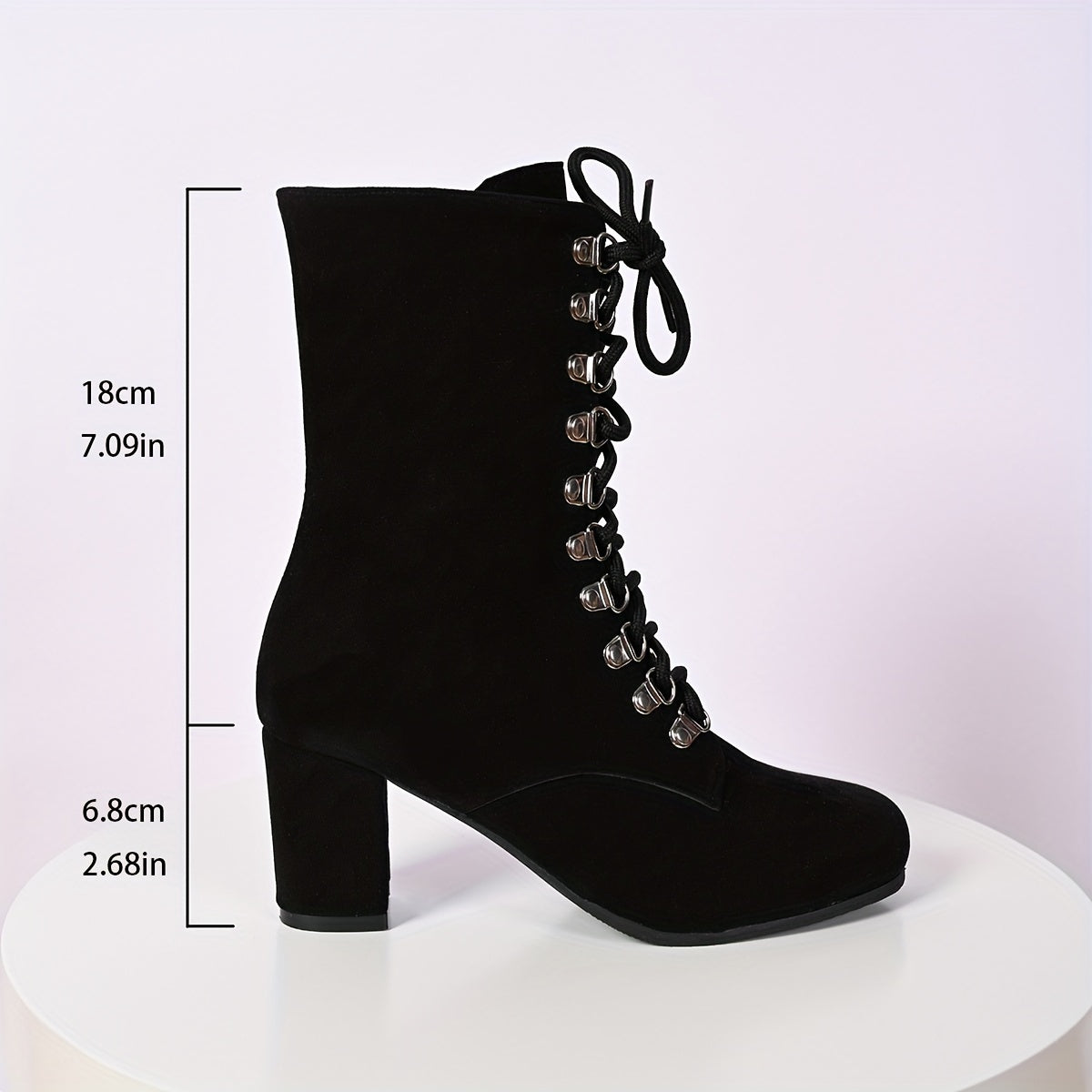 Comfortable Women's Fall Winter Boots: Casual Lace Up Solid Chunky Heel Boots for Cold Weather