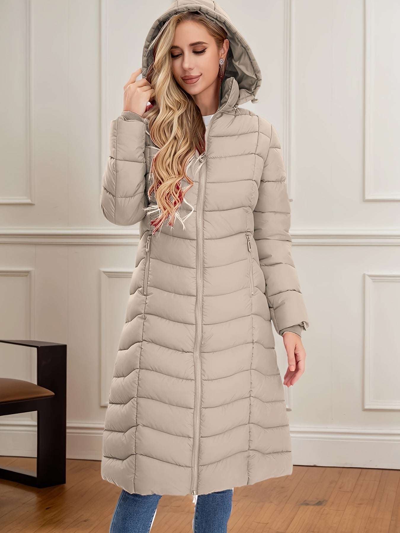 Women's Long Hooded Coat - Multi-Color, Quilted, Warm And Stylish, Available In Multiple Sizes