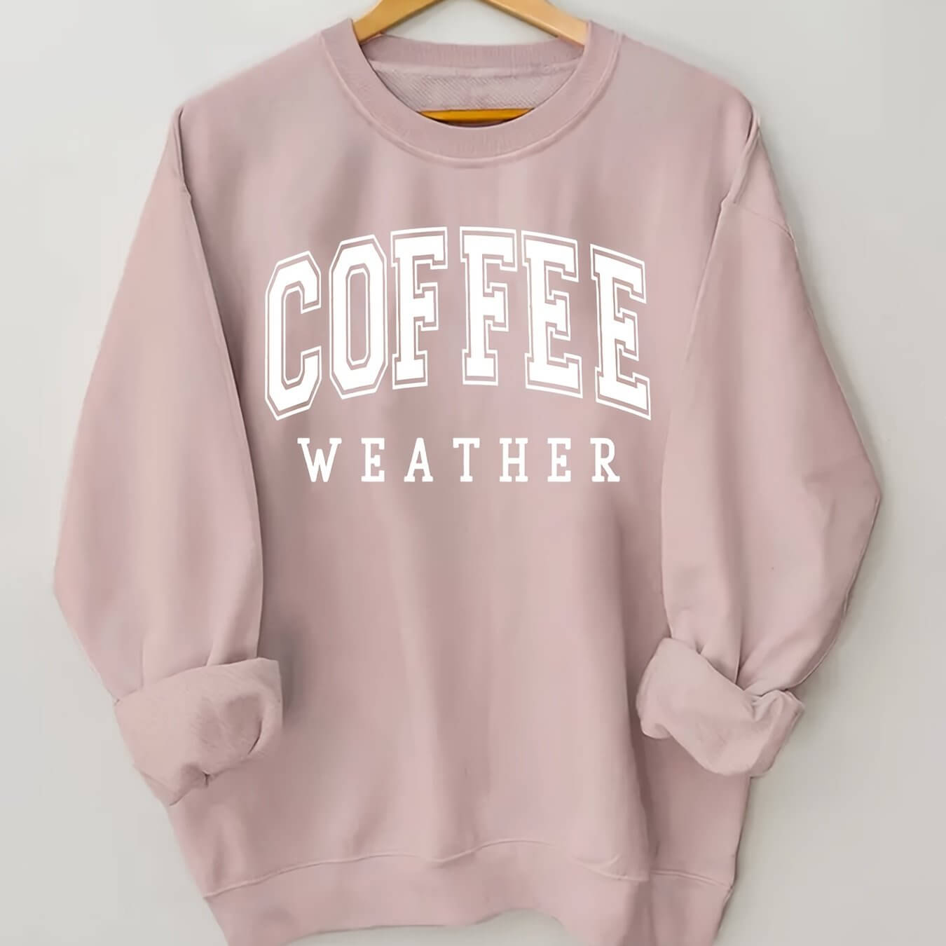 Plus Size Coffee Print Sweatshirt, Casual Long Sleeve Crew Neck Pullover Sweatshirt