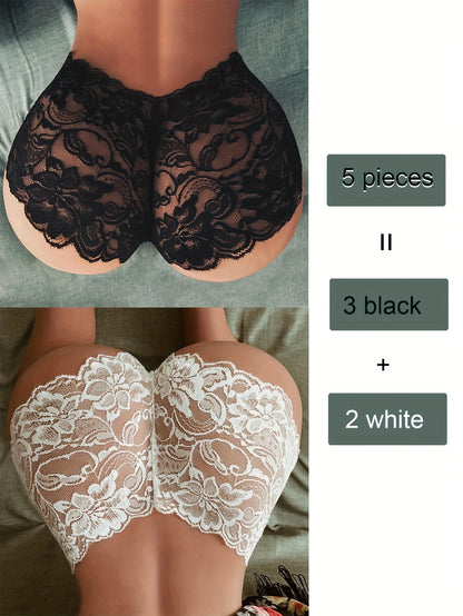 Sexy Lace Design Underwear - Black & White 5-Pack - LuxyXO