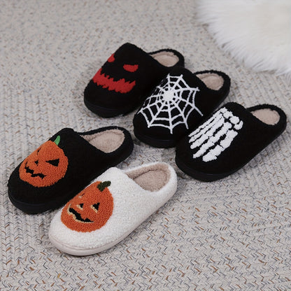 Cozy Halloween Cartoon Pumpkin House Slippers