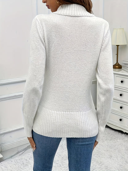 Suéter elegante sin mangas con cuello en V, decoración con botones falsos, tejido de poliéster de elasticidad media, lavable a máquina, color sólido, estilo personalizado para las temporadas de primavera y otoño