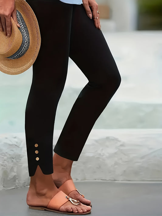 Leggings ajustados ComfortFit de talla grande: cintura alta, dobladillo dividido, elásticos, suaves, transpirables, casuales, favorecedores, ropa para mujeres con curvas para uso diario