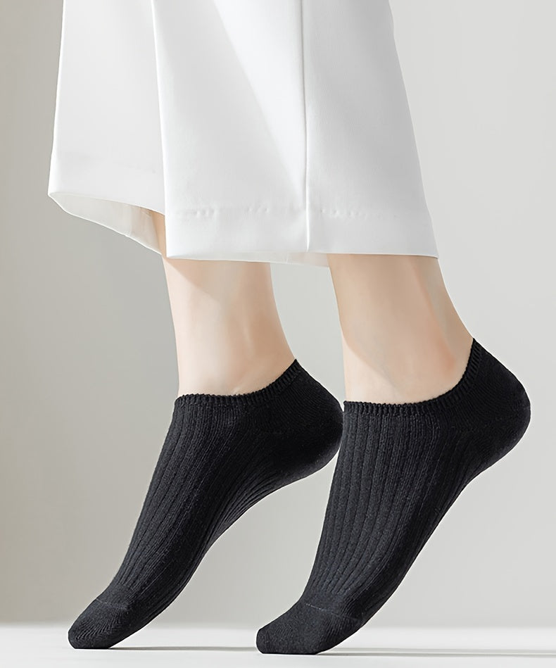 5/10 Pairs Solid Low Cut Socks, Simple & Breathable Unisex Invisible Socks, Women's Stockings & Hosiery