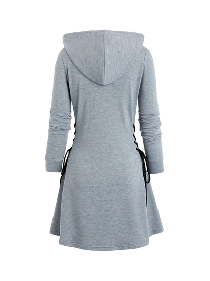 Vestido estilo sudadera con capucha gótica de talla grande, con cordones laterales, elegante y cómodo, lavable a máquina