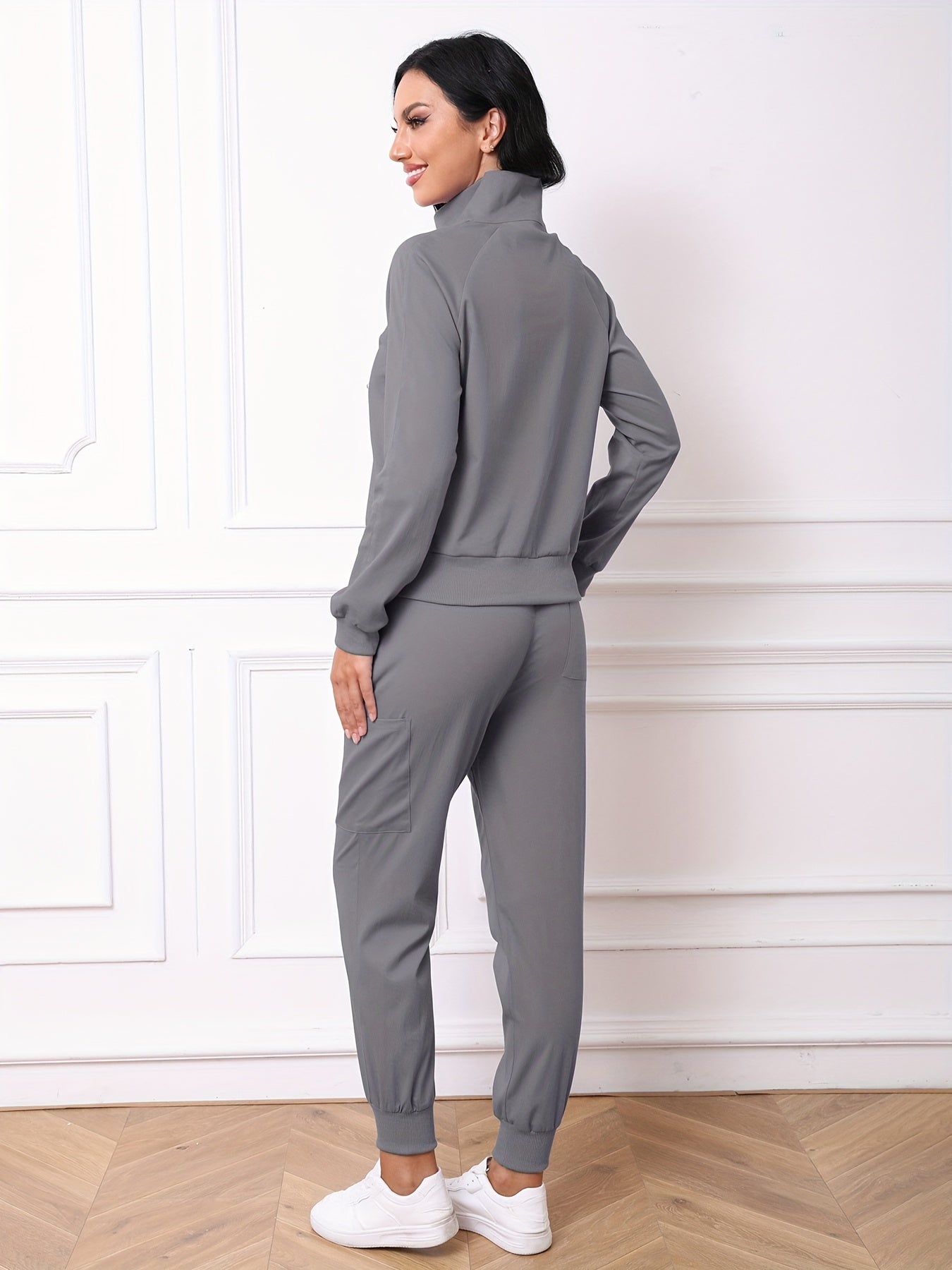 Womens Premium Long Sleeve Scrub Set - Half Zip Top & Drawstring Pants - Breathable, Stretchy, Durable - Perfect for Doctors, Nurses, Dentists - Comfortable, Modern Fit, Quick-Drying Workwear