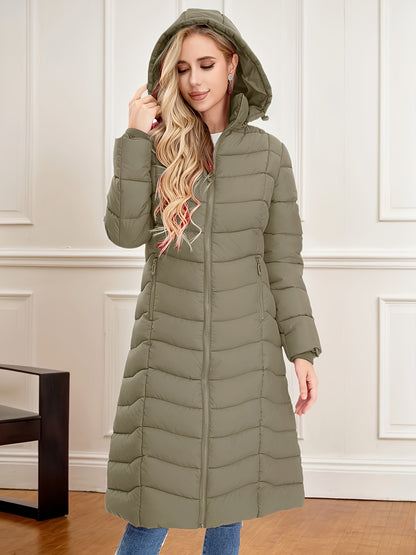 Women's Long Hooded Coat - Multi-Color, Quilted, Warm And Stylish, Available In Multiple Sizes