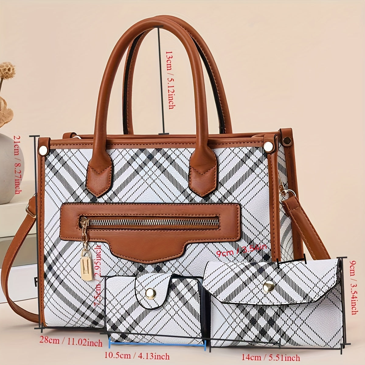 Chic Colorblock Women's Bag Set - Fashionable Tote, Shoulder & Crossbody Bags with Clutch Purse