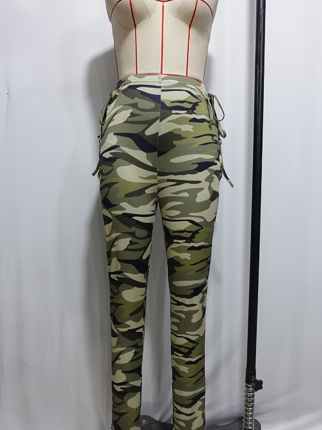 Ladies' Camouflage Slimming Pants - Pinhole Lace-Up Design, Fashionable, Comfortable, and Stylish Legwear for Women