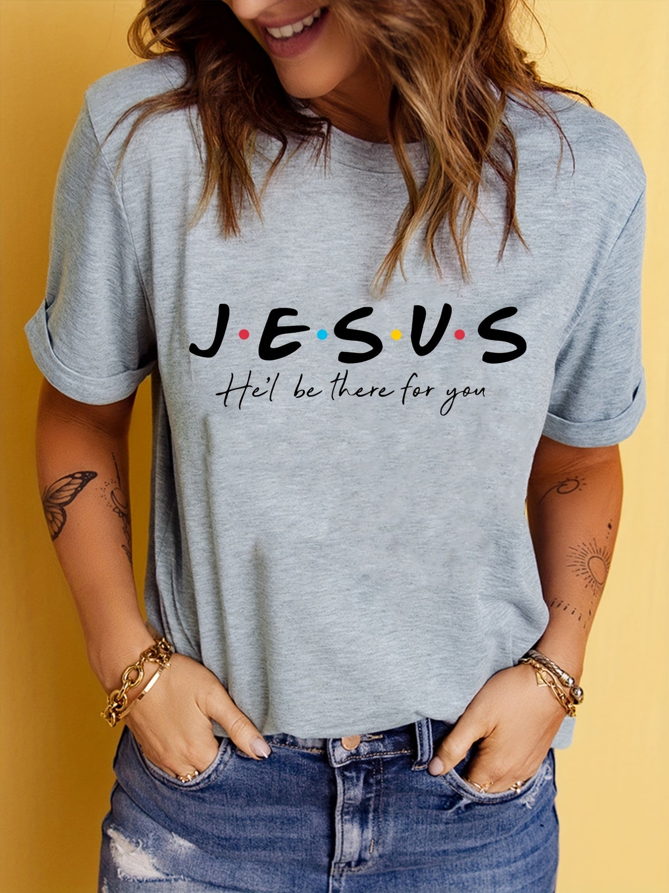 Stylish Jesus Graphic Print T-Shirt - Soft, Breathable, Short Sleeve, Casual Summer Top for Women - Relaxed Fit, Comfortable Clothing for Daily Wear - LuxyXO