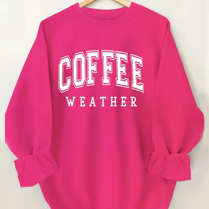 Plus Size Coffee Print Sweatshirt, Casual Long Sleeve Crew Neck Pullover Sweatshirt