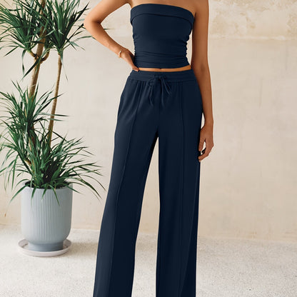 Women's Summer Two Piece Set Wide Leg Pants