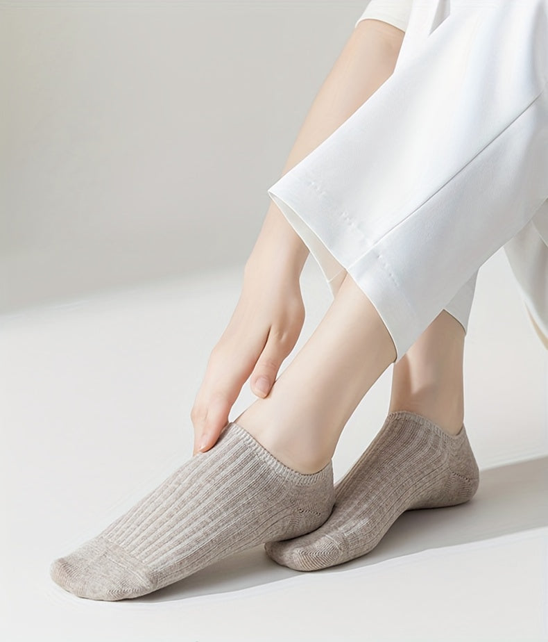 5/10 Pairs Solid Low Cut Socks, Simple & Breathable Unisex Invisible Socks, Women's Stockings & Hosiery