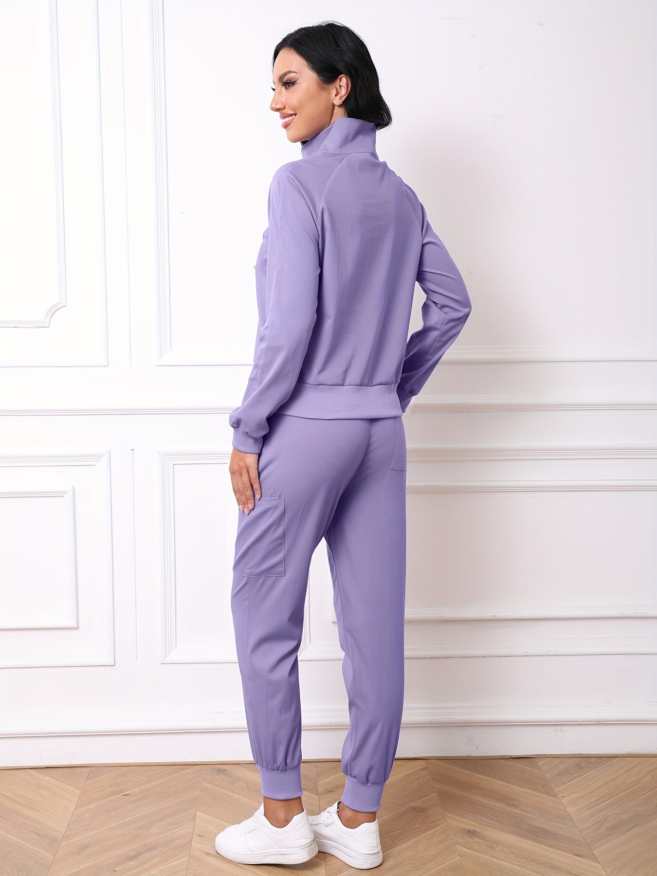 Womens Premium Long Sleeve Scrub Set - Half Zip Top & Drawstring Pants - Breathable, Stretchy, Durable - Perfect for Doctors, Nurses, Dentists - Comfortable, Modern Fit, Quick-Drying Workwear