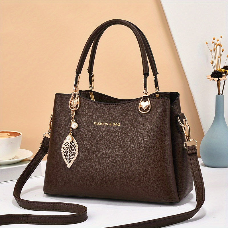 Elegant White Faux Leather Handbag for Women - Chic Fashion Shoulder Bag