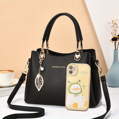 Elegant White Faux Leather Handbag for Women - Chic Fashion Shoulder Bag