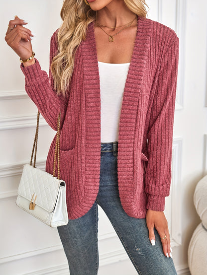 Womens Soft Knit Open Front Cardigan with Pockets